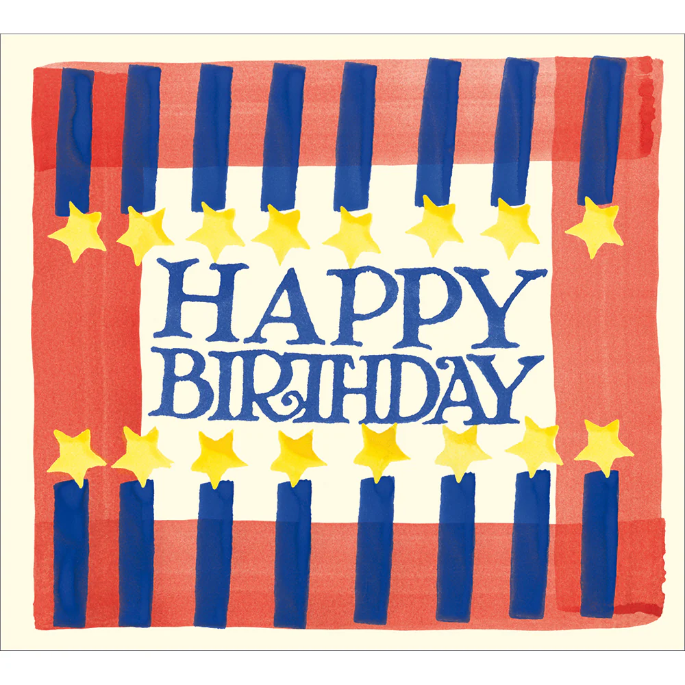 Emma Bridgewater Spongeware Happy Birthday Card Blue Candles