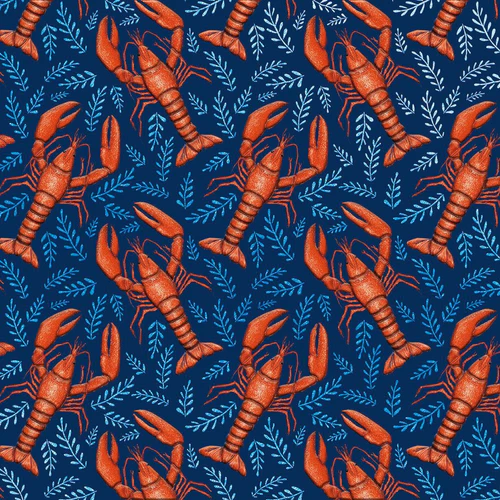 Catherine Rowe Lobster Pattern Square Notecard Wallet - Set of 6