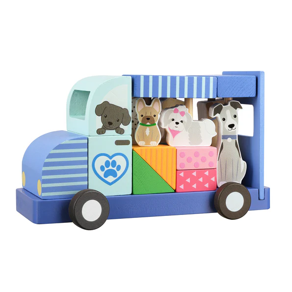 Orange Tree Toys Dog Groomers Van Block Puzzle