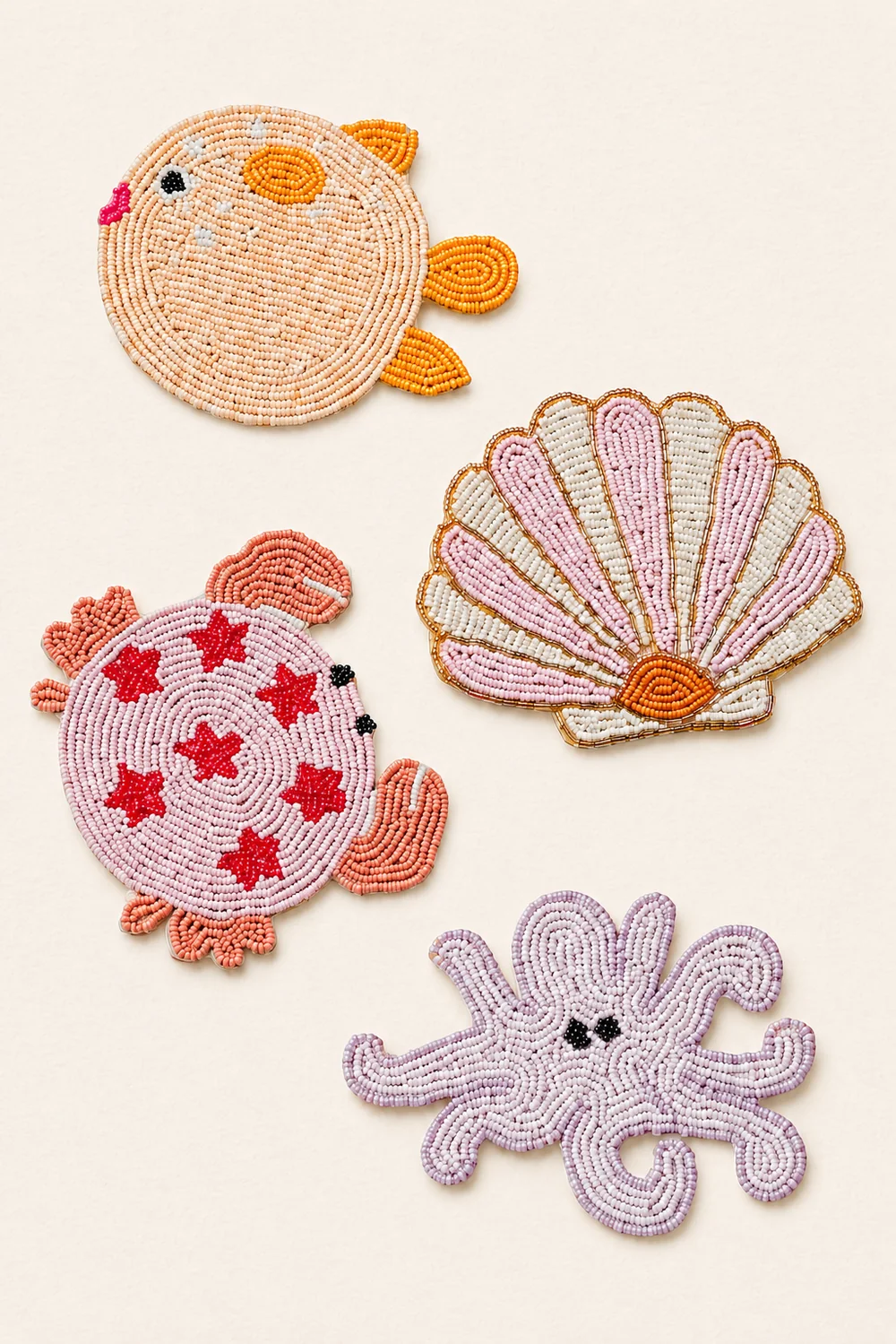 Yvonne Ellen Under The Sea Beaded Coasters - Set of 4 Yvonne Ellen Under The Sea Beaded Coasters - Set of 4