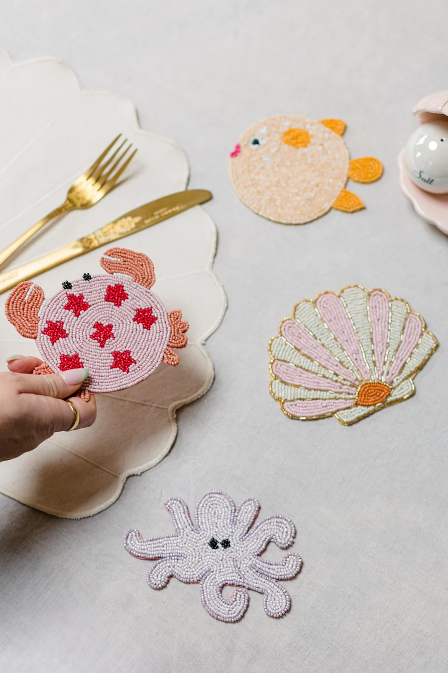 Yvonne Ellen Under The Sea Beaded Coasters - Set of 4 Yvonne Ellen Under The Sea Beaded Coasters - Set of 4