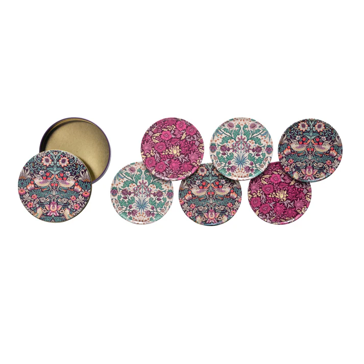 William Morris Arts & Crafts Tin Coasters - Set of 6