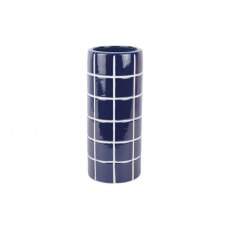 Present Time Vase Retro Tiles Round Medium - Cobalt Blue Present Time Vase Retro Tiles Round Medium - Cobalt Blue