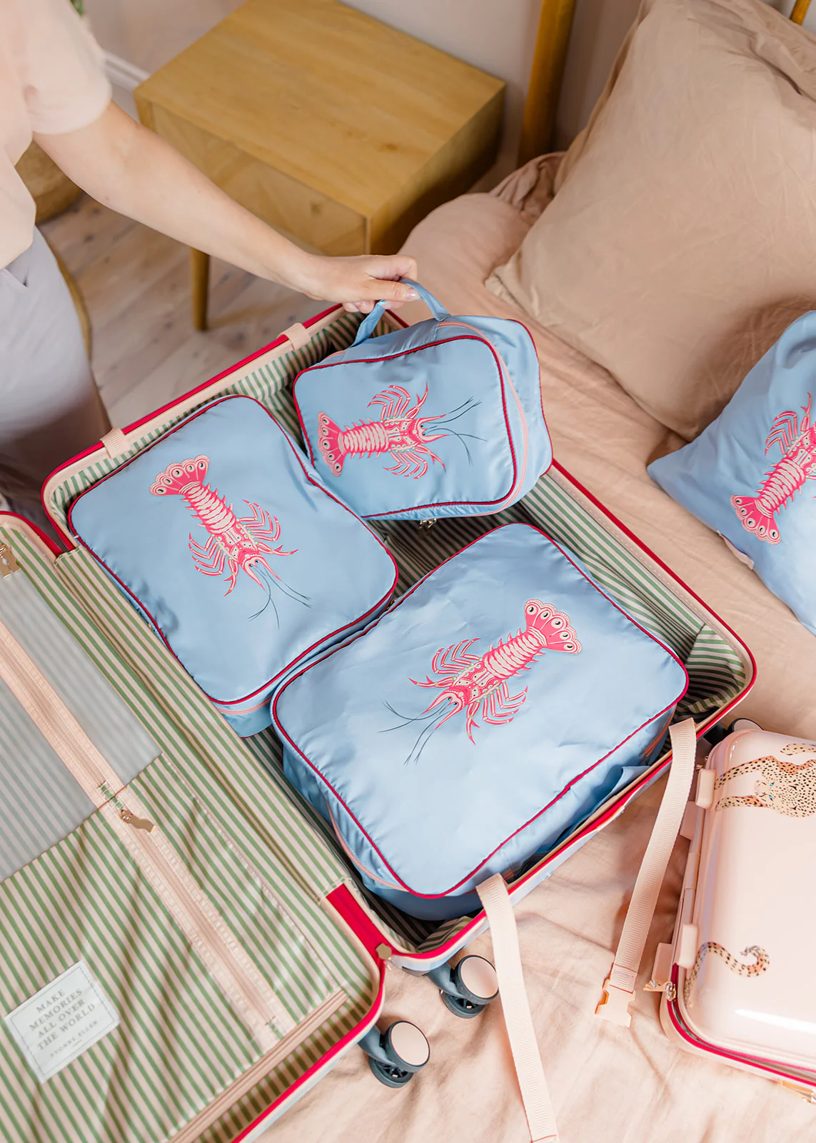 Yvonne Ellen Pale Blue Lobster Packing Cube 4 Piece Set