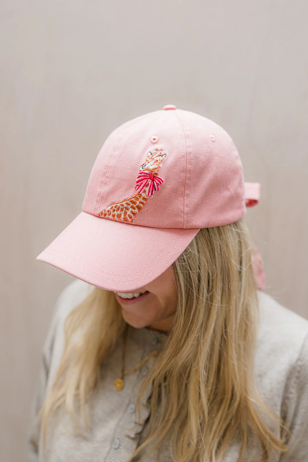 Yvonne Ellen Vintage Pink Giraffe Bow Cap