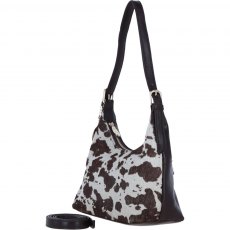 Ashwood Leather Hair on Hide Shoulder Bag with Replaceable Crossbody Strap - Brown/Natural H52