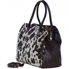 Ashwood Leather Hair on Hide Large Handbag with Detachable Strap - Brown/Natural H55 Ashwood Leather Hair on Hide Large Handbag with Detachable Strap - Brown/Natural H55