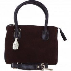 Ashwood Leather Suede Handbag with Detachable Strap - Brown S54