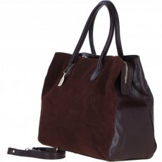 Ashwood Leather Suede Large Handbag with Detachable Strap - Brown S55