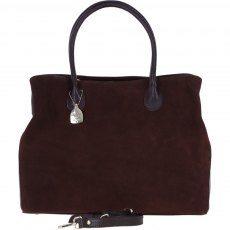 Ashwood Leather Suede Large Handbag with Detachable Strap - Brown S55