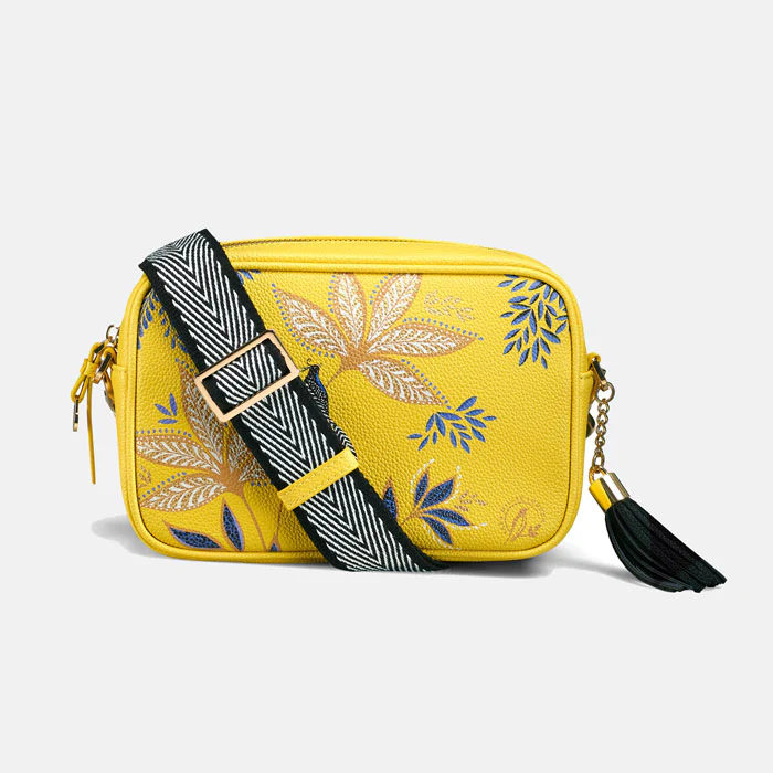 Sara Miller Botanic Yellow Camera Crossbody Bag Sara Miller Botanic Yellow Camera Crossbody Bag