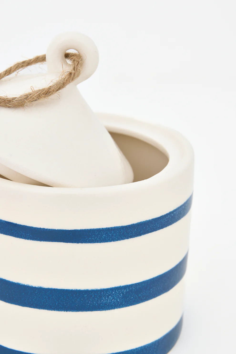 Batela Blue Striped Stoneware Jar