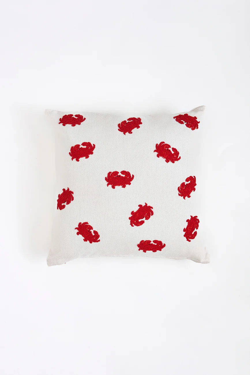 Batela Cotton Cushion With Embroidered Crabs