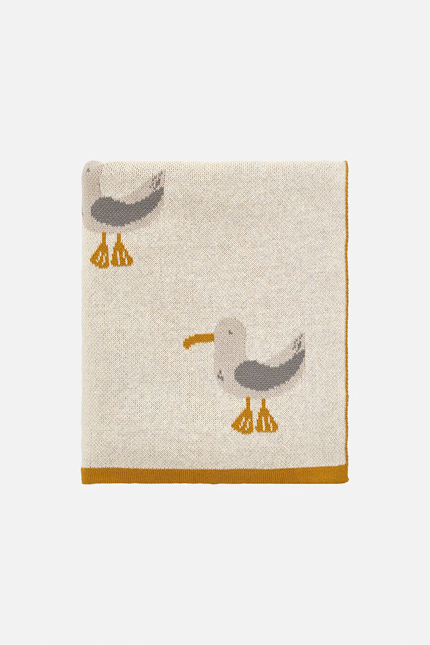 Batela Cotton Baby Blanket With Seagulls Motif