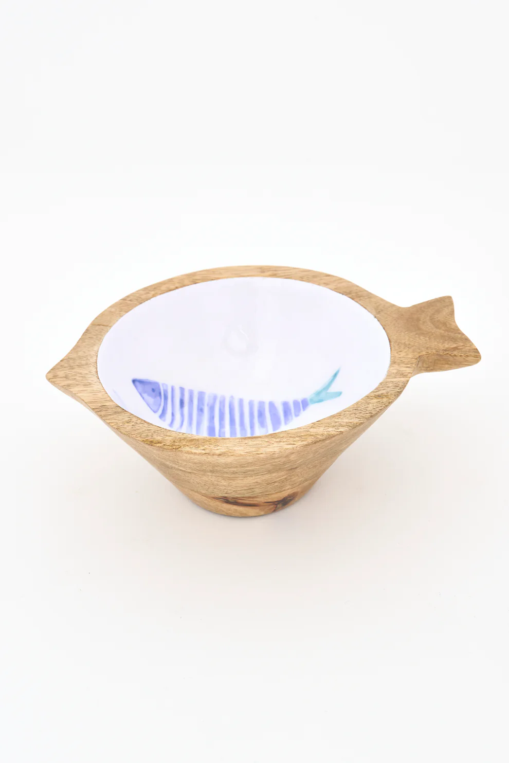 Batela Fish Shaped Enamel Wooden Bowl