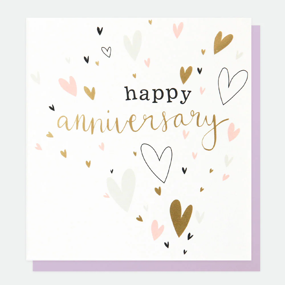 Caroline Gardner Pink & Gold Hearts Anniversary Card