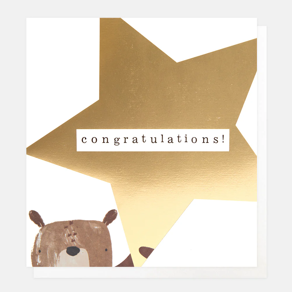 Caroline Gardner Bear & Gold Star Congratulations Card