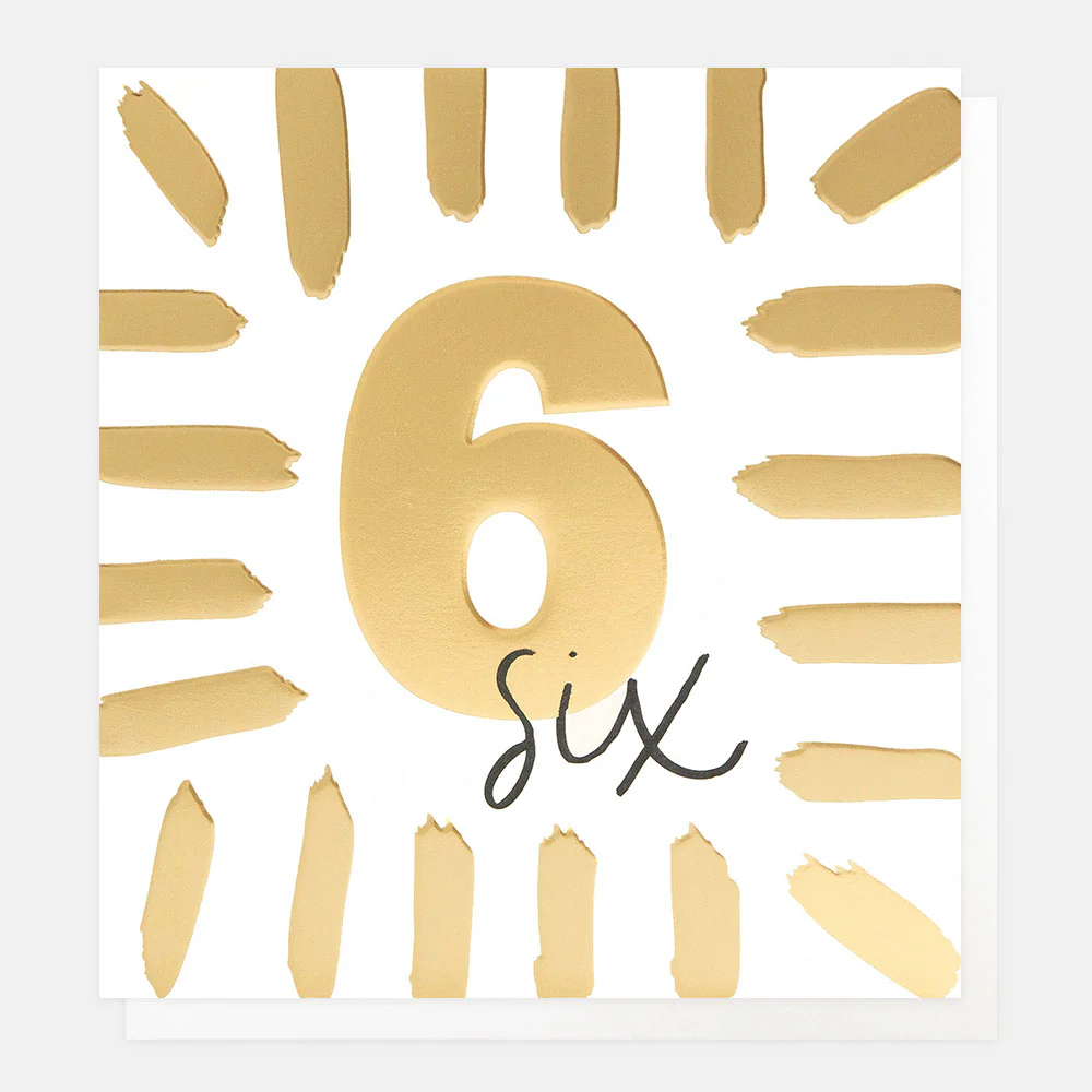 Caroline Gardner Gold Brushstrokes 6th Birthday Card