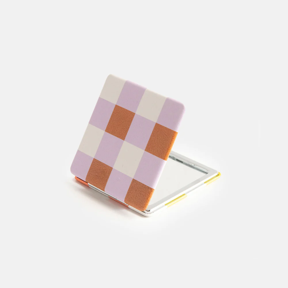 Caroline Gardner Multi Check Square Pocket Mirror