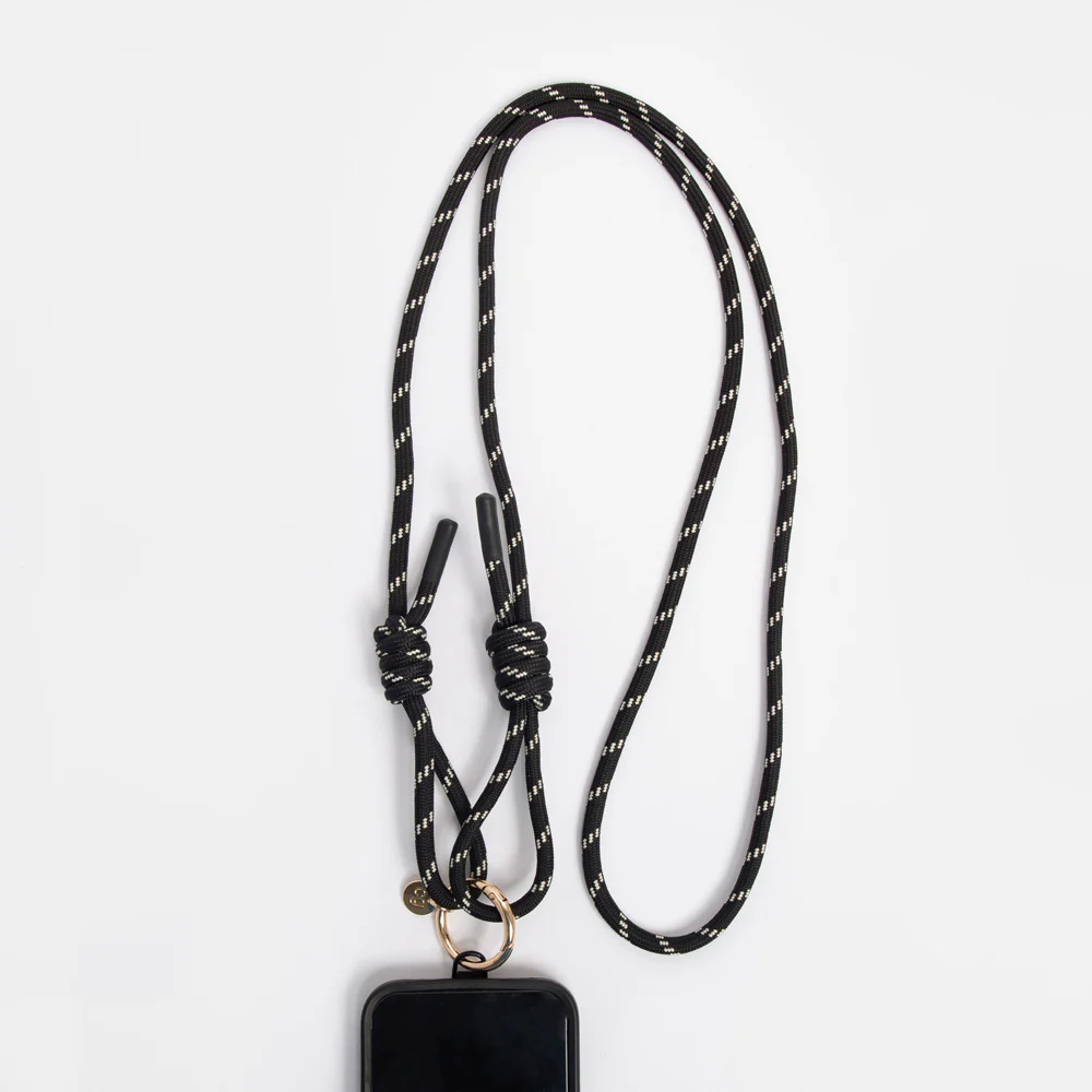Caroline Gardner Black/White Cord Crossbody Phone Strap