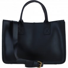 Ashwood Leather Medium Structured Tote Bag with Detachable Strap and Pouch - Black S02