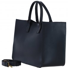 Ashwood Leather Large Structured Tote Bag with Detachable Strap and Pouch - Black S03