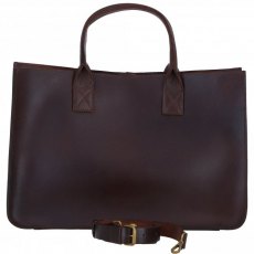 Ashwood Leather Large Structured Tote Bag with Detachable Strap and Pouch - Brandy S03