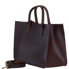Ashwood Leather Large Structured Tote Bag with Detachable Strap and Pouch - Brandy S03