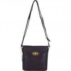 Ashwood Leather Twist Lock Crossbody Bag with Zip Top Closure - Brown L33 Ashwood Leather Twist Lock Crossbody Bag with Zip Top Closure - Brown L33