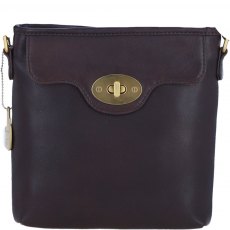 Ashwood Leather Twist Lock Crossbody Bag with Zip Top Closure - Brown L33 Ashwood Leather Twist Lock Crossbody Bag with Zip Top Closure - Brown L33