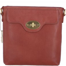 Ashwood Leather Twist Lock Crossbody Bag with Zip Top Closure - Tan L33