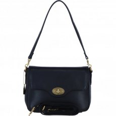 Ashwood Leather Twist Lock Flap Over Crossbody x Shoulder Bag - Black L35