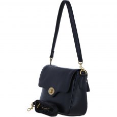 Ashwood Leather Twist Lock Flap Over Crossbody x Shoulder Bag - Black L35