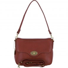 Ashwood Leather Twist Lock Flap Over Crossbody x Shoulder Bag - Tan L35