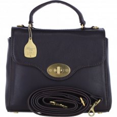 Ashwood Leather Twist Lock Handle Bag with Detachable Strap - Brown L36