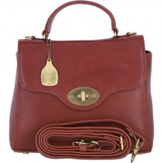 Ashwood Leather Twist Lock Handle Bag with Detachable Strap - Tan L36