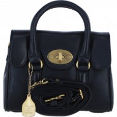 Ashwood Leather Twist Lock Small Shoulder Handbag - Black L37