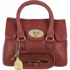 Ashwood Leather Twist Lock Small Shoulder Handbag - Tan L37