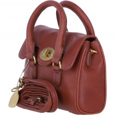 Ashwood Leather Twist Lock Small Shoulder Handbag - Tan L37