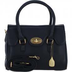 Ashwood Leather Twist Lock Medium Shoulder Handbag - Black L38 Ashwood Leather Twist Lock Medium Shoulder Handbag - Black L38