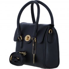 Ashwood Leather Twist Lock Medium Shoulder Handbag - Black L38 Ashwood Leather Twist Lock Medium Shoulder Handbag - Black L38
