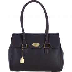Ashwood Leather Twist Lock Large Shoulder Handbag - Brown L39