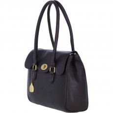 Ashwood Leather Twist Lock Large Shoulder Handbag - Brown L39