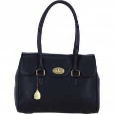 Ashwood Leather Twist Lock Large Shoulder Handbag - Black L39 Ashwood Leather Twist Lock Large Shoulder Handbag - Black L39