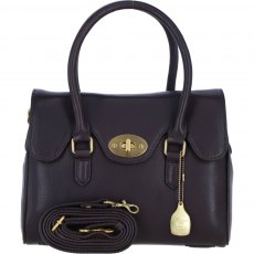 Ashwood Leather Twist Lock Medium Shoulder Handbag - Brown L38