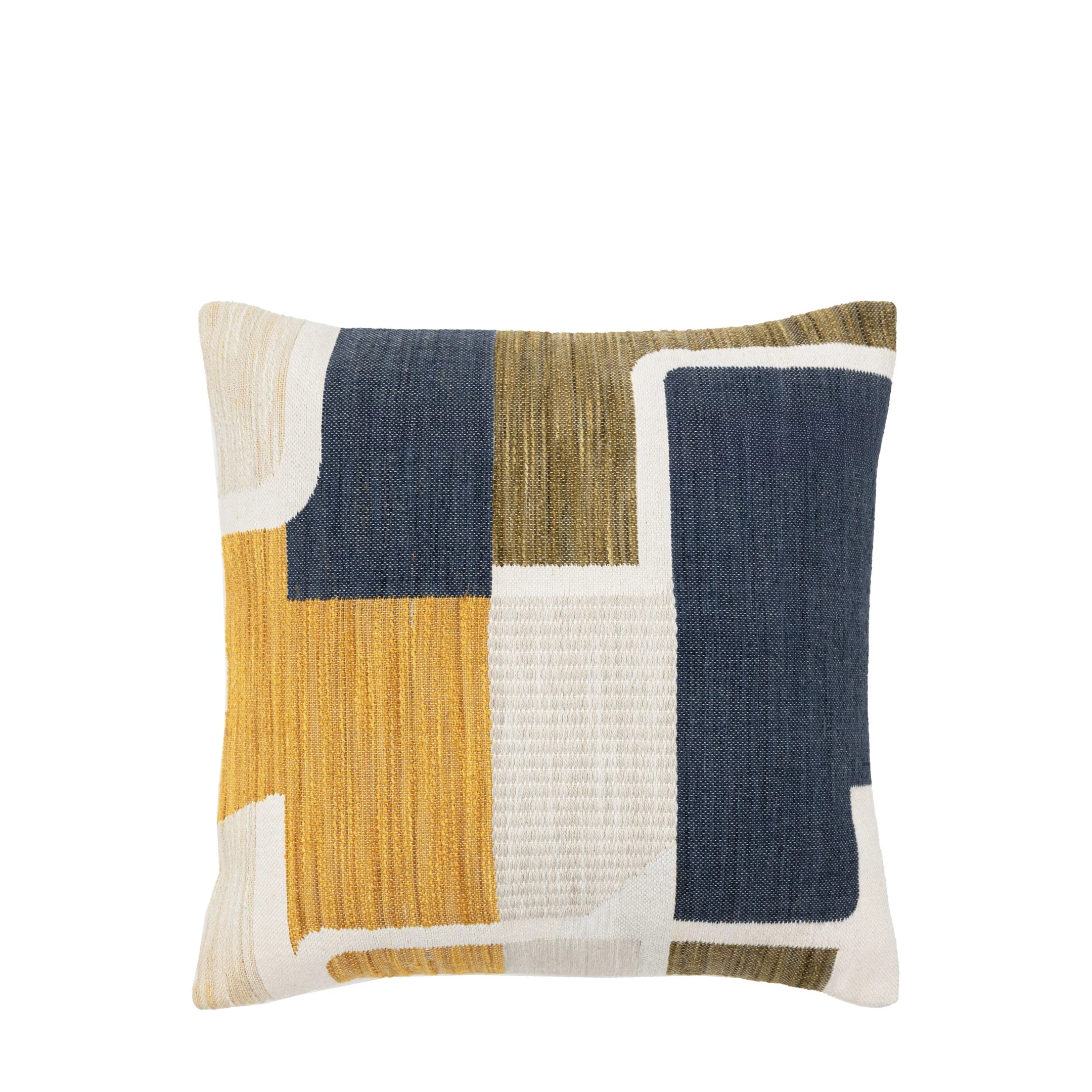 Gallery Direct Quinn Jaquard Cushion - Ochre & Navy Gallery Direct Quinn Jaquard Cushion - Ochre & Navy