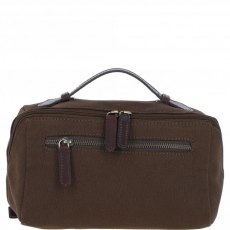Fenland Canvas & Leather Wash Bag - Brandy/Green FEN759 Fenland Canvas & Leather Wash Bag - Brandy/Green FEN759