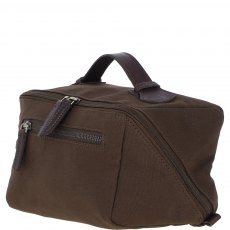 Fenland Canvas & Leather Wash Bag - Brandy/Green FEN759 Fenland Canvas & Leather Wash Bag - Brandy/Green FEN759