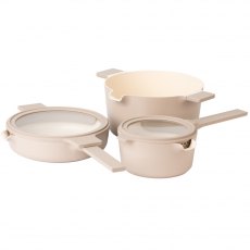 Luxe Kitchen All In One Nesting Cookware Set - Beige Luxe Kitchen All In One Nesting Cookware Set - Beige