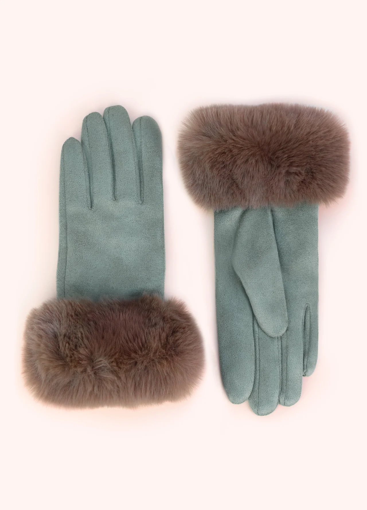 Powder Bettina Faux Suede/Fur Gloves - Ice Powder Bettina Faux Suede/Fur Gloves - Ice